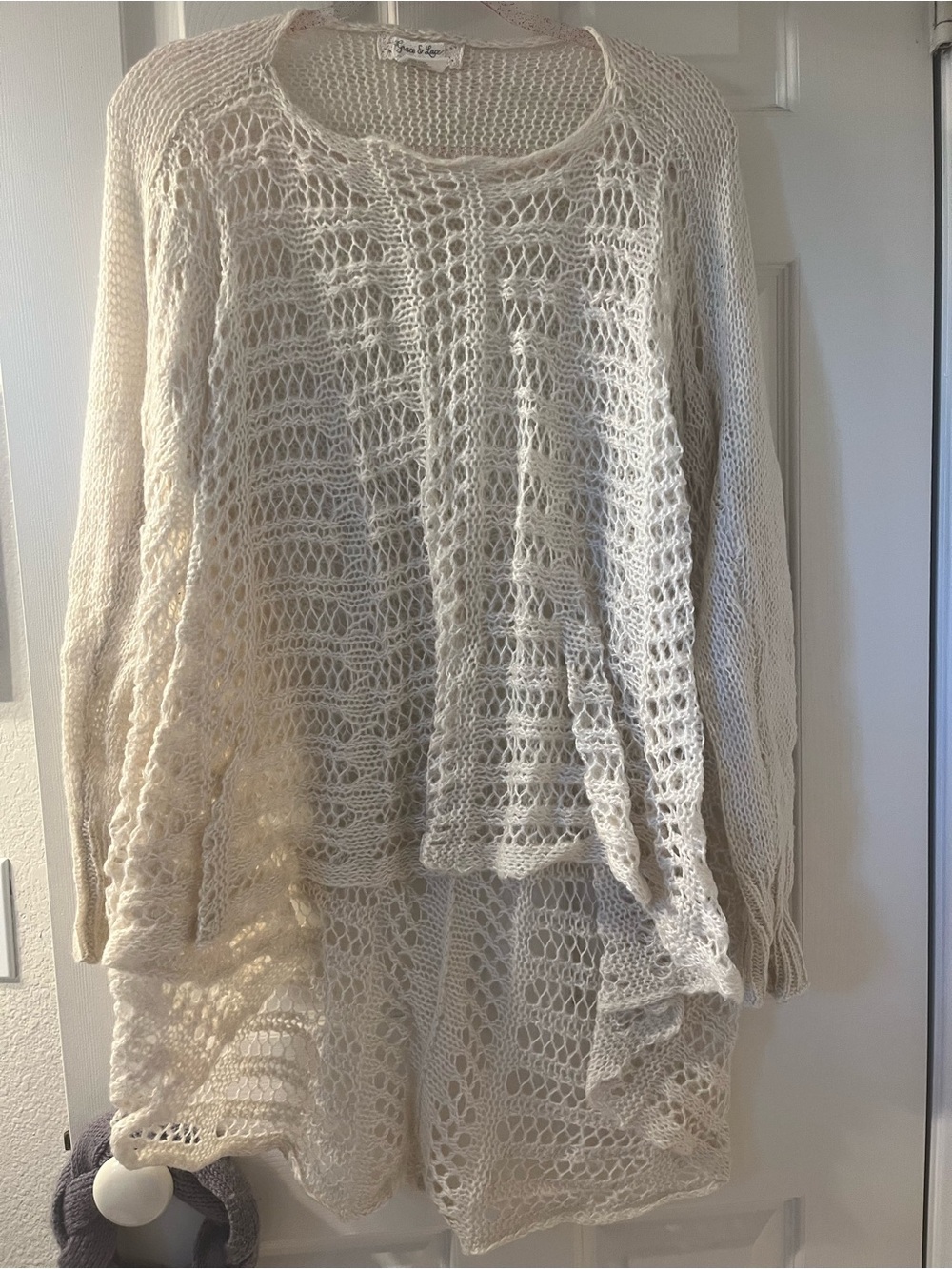grace and lace oversized crĆØme off white long sleeve knit sweater